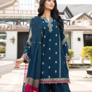3 Pcs Women’s Unstitched Embroidered Suit