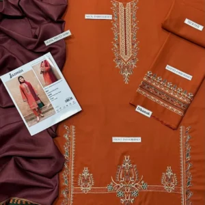 3 Pcs Women’s Unstitched Embroidered Suit
