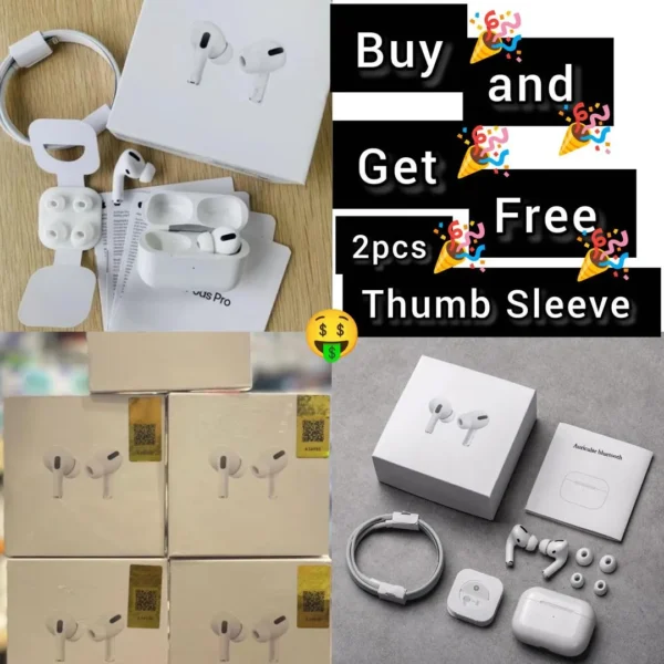 White Wireless Airpods with Active Noise Cancellation - Get 2 Pcs Thumb Sleeve Free
