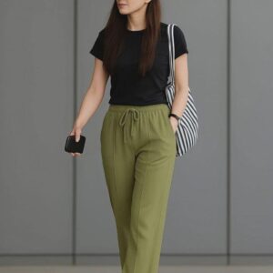 Olive Green Wide Leg Trousers