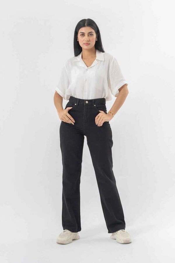 High Waist Black Denim Pants for a Chic