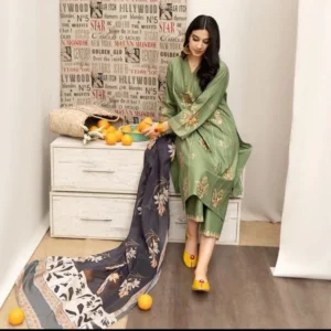 3 Pcs Women’s Unstitched Embroidered Suit