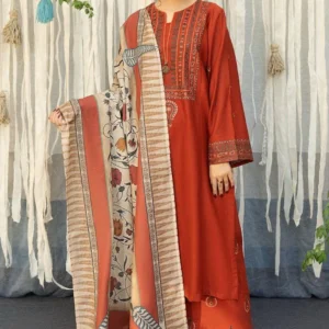 3 Pcs Women’s Unstitched Embroidered Suit