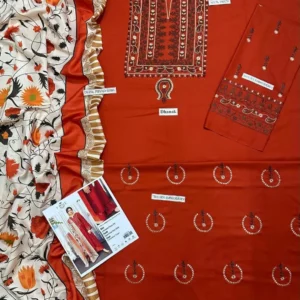 3 Pcs Women’s Unstitched Embroidered Suit