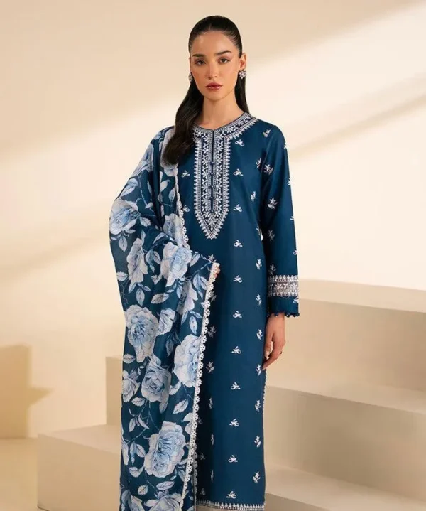 3 Pcs Women's Unstitched Embroidered Suit