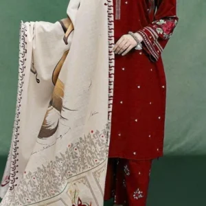 3 Pcs Women’s Unstitched Embroidered Suit