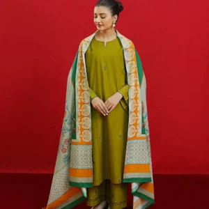 3 Pcs Women’s Unstitched Embroidered Suit