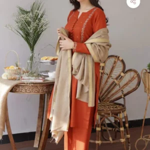 3 Pcs Women’s Unstitched Embroidered Suit
