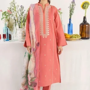 3 Pcs Women’s Unstitched Embroidered Suit