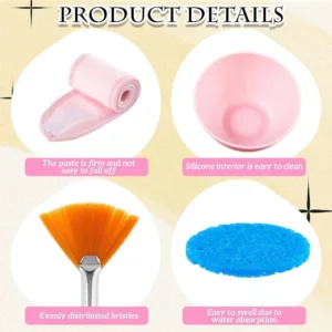 The Complete Facial Tool Kit: 4x Cleansing Sponge Puffs, Hair Patti, Mixing Bowl & Brush