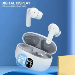 Wireless Earbuds with LED Display – High-Quality True Stereo Headphones White