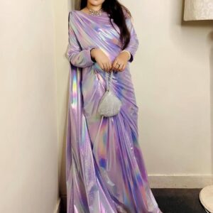 Exquisite Purple Moonlight Stitched Saree – 1 Pc with Blouse