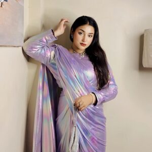 Exquisite Purple Moonlight Stitched Saree – 1 Pc with Blouse
