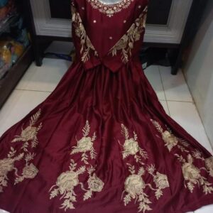 Women’s Stitched Shamoz Silk Embroidered Maxi