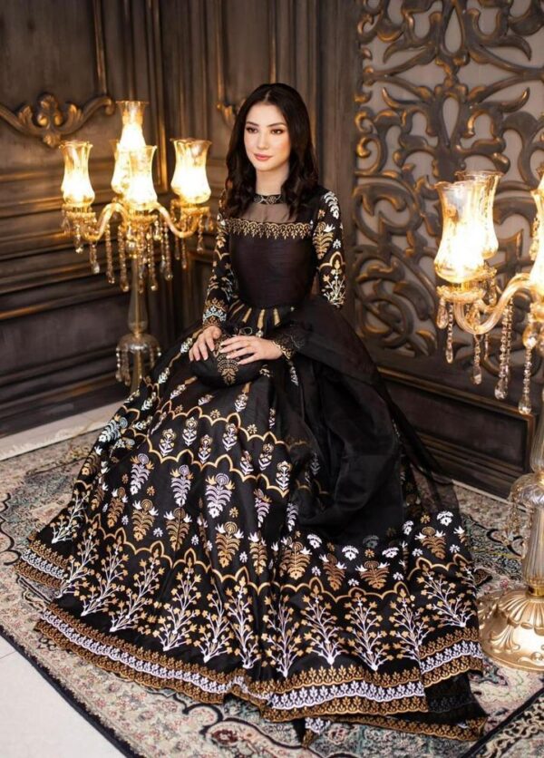 3 Pcs Women's Stitched Fancy Katan Silk Printed Maxi