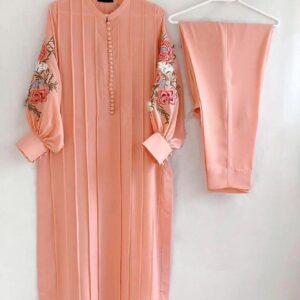 2 Pcs Women’s Stitched Linen Embroidered Suit