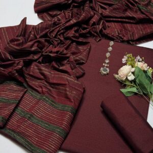 3 Pcs Women’s Unstitched Plain Suit