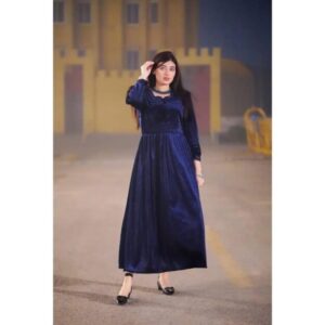 1 Pc Women’s Stitched Velvet Plain Maxi