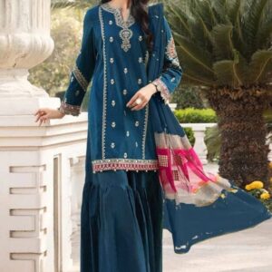 3 Pcs Women’s Unstitched Embroidered Suit
