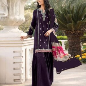 3 Pcs Women’s Unstitched Embroidered Suit