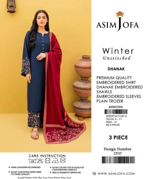 3 Pcs Women's Unstitched Embroidered Suit