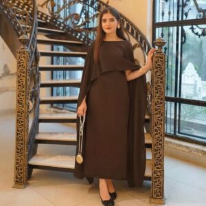 Stylish Women’s Stitched Maxi Set with Cap Shawl – 2 Pcs