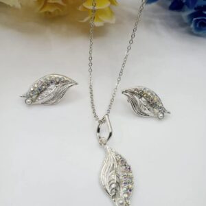 Leaf Design Silver Plated Artificial Stones Artificial Set