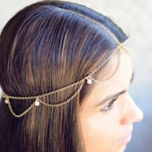 1 Pc Alloy Fashion Pearl Head Hair Chain