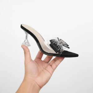 Fancy Women’s Synthetic Leather Heels – 1 Pcs in Black