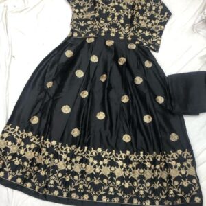 2 Pcs Women’s Stitched Shamoz Silk Zari Tilla Embroidered Maxi