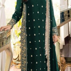 3 Pcs Women’s Stitched Crinkle Chiffon Embroidered Suit