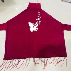 Women’s Fleece Printed Poncho Cape Shawl