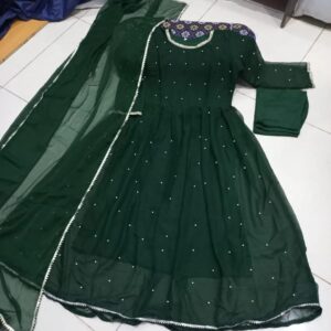 3 Pcs Women’s Stitched Chiffon Patch Work Maxi Suit