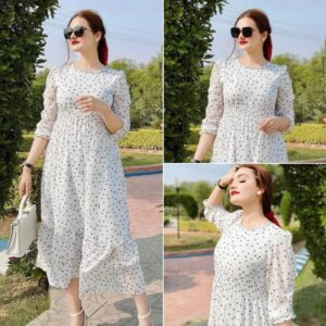 1 Pc Women’s Stitched Chiffon Printed Maxi