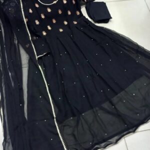 3 Pcs Women’s Stitched Chiffon Embroidered Maxi Suit