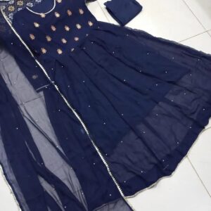 3 Pcs Women’s Stitched Chiffon Embroidered Maxi Suit