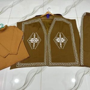 3 Pcs Women’s Stitched Fleece Printed Tracksuit