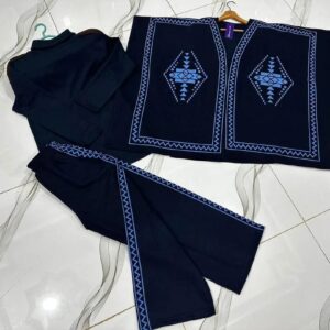 3 Pcs Women’s Stitched Fleece Printed Tracksuit