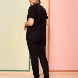 Trendy Printed Tracksuit – 2 Pcs Set in Black