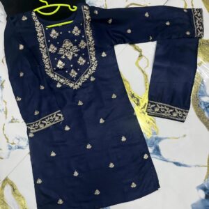 2 Pcs Girl’s Linen Embroidered Kurta And Trouser