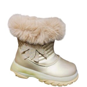 Stylish Girl’s Golden Rubber Boots – 1 Pair for Ages 3-8