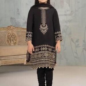 3 Pcs Girl’s Dhanak Embroidered Unstitched Suit