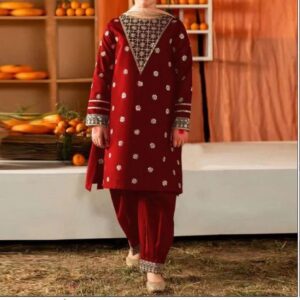 3 Pcs Girl’s Dhanak Embroidered Unstitched Suit
