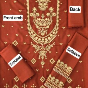 2 Pcs Women’s Unstitched Embroidered Suit