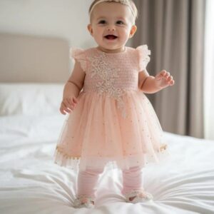 Stylish Collection New Baby Girl Fancy Frock With Free baby Sandals 3 To 12 Month Baby