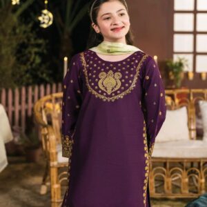 3 Pcs Girl’s Dhanak Embroidered Unstitched Suit