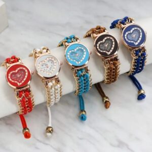 Stylish Women’s Quartz Heart Watch with Chain Strap – 1 Pc