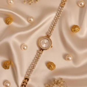 Chic Women’s Quartz Bracelet Watch – 1 Pc Water Resistant Gold