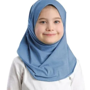 Light Blue Cotton Jersey Hijab Headscarf with Cap Attached – 1 Pc