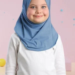 Light Blue Cotton Jersey Hijab Headscarf with Cap Attached – 1 Pc